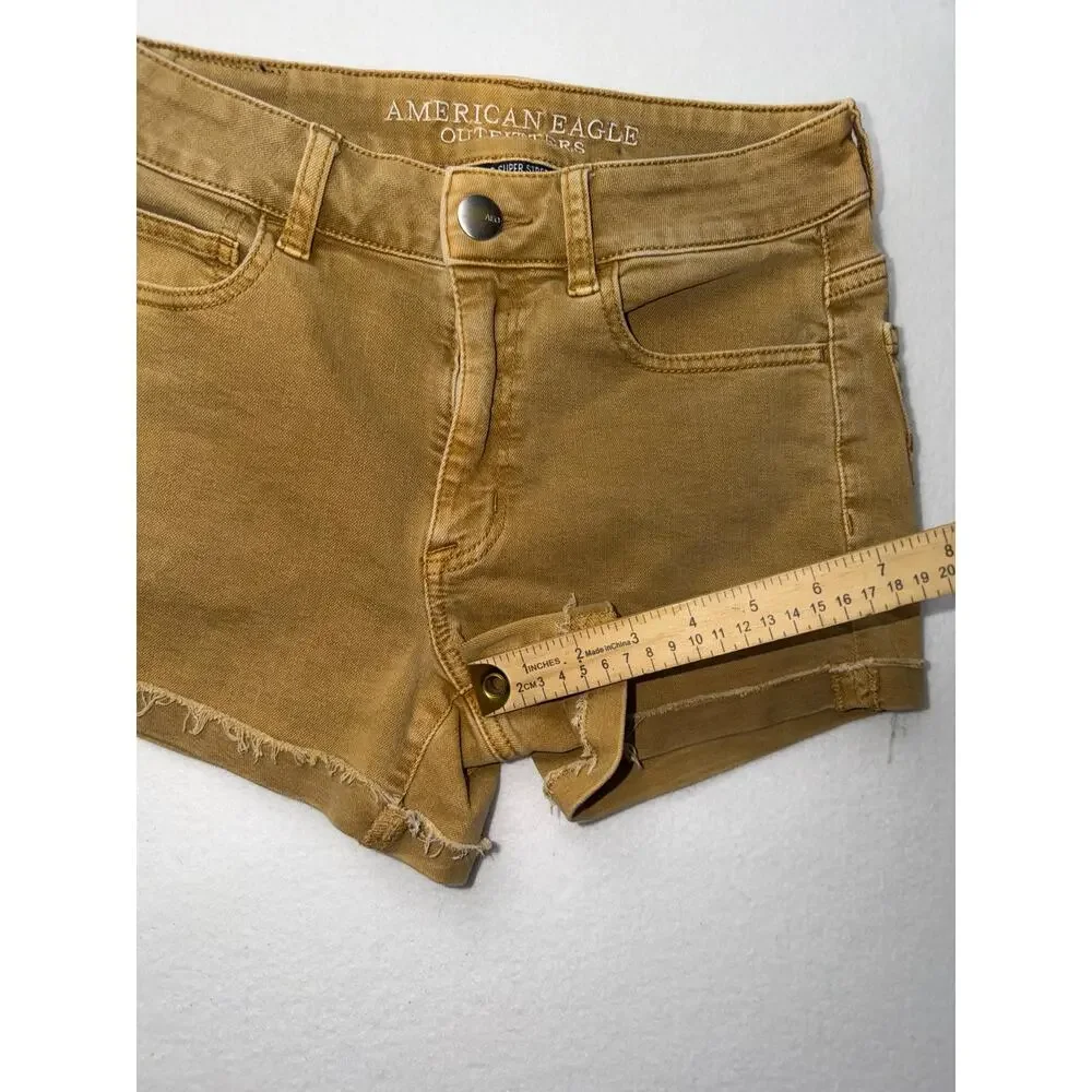 American Eagle women’s super super stretch hi rise shortie jeans shorts